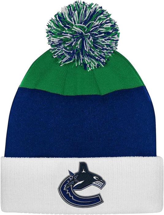 Youth Vancouver Canucks NHL Essentials Cuffed Knit Pom Toque - Sport Army