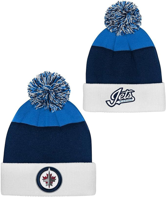 Youth Winnipeg Jets NHL Essentials Cuffed Knit Pom Toque - Sport Army