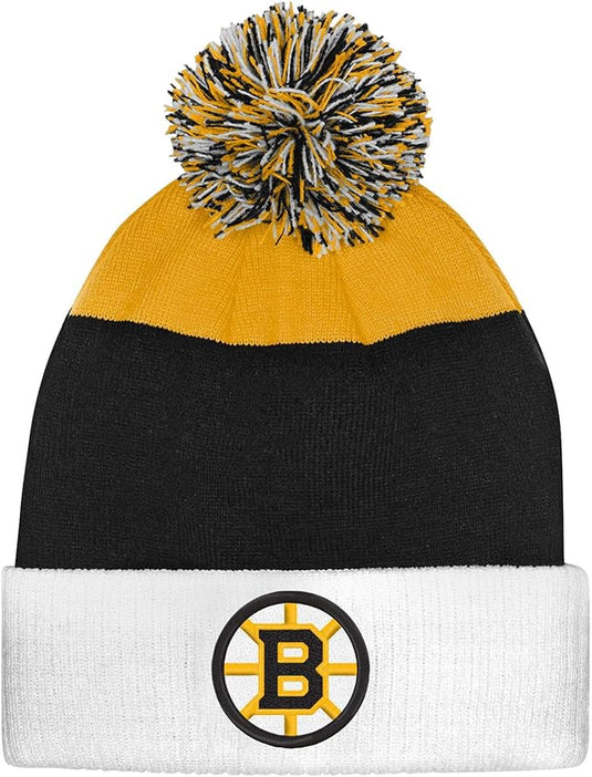 Youth Boston Bruins NHL Essentials Cuffed Knit Pom Toque - Sport Army