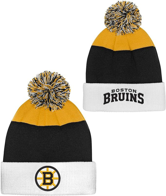 Youth Boston Bruins NHL Essentials Cuffed Knit Pom Toque - Sport Army