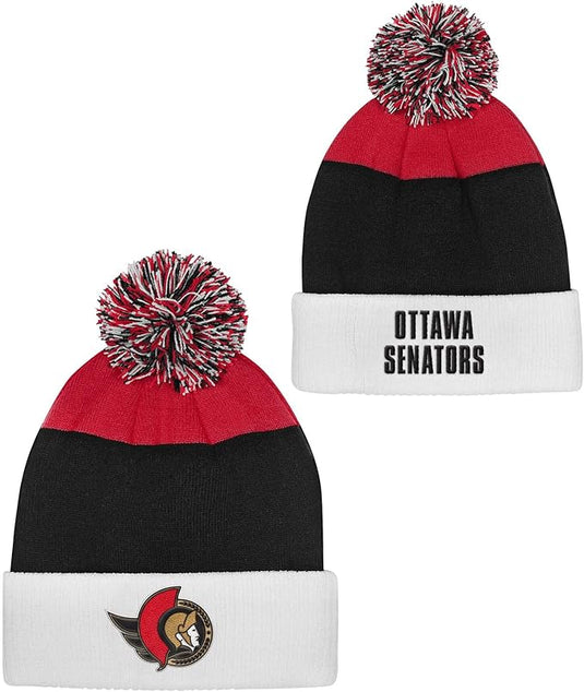 Youth Ottawa Senators NHL Essentials Cuffed Knit Pom Toque - Sport Army