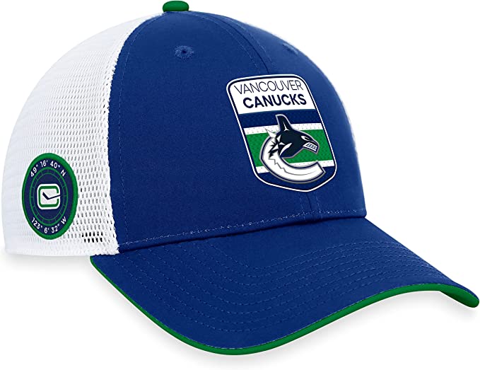 Load image into Gallery viewer, Vancouver Canucks 2023 NHL Draft On Stage Trucker Cap
