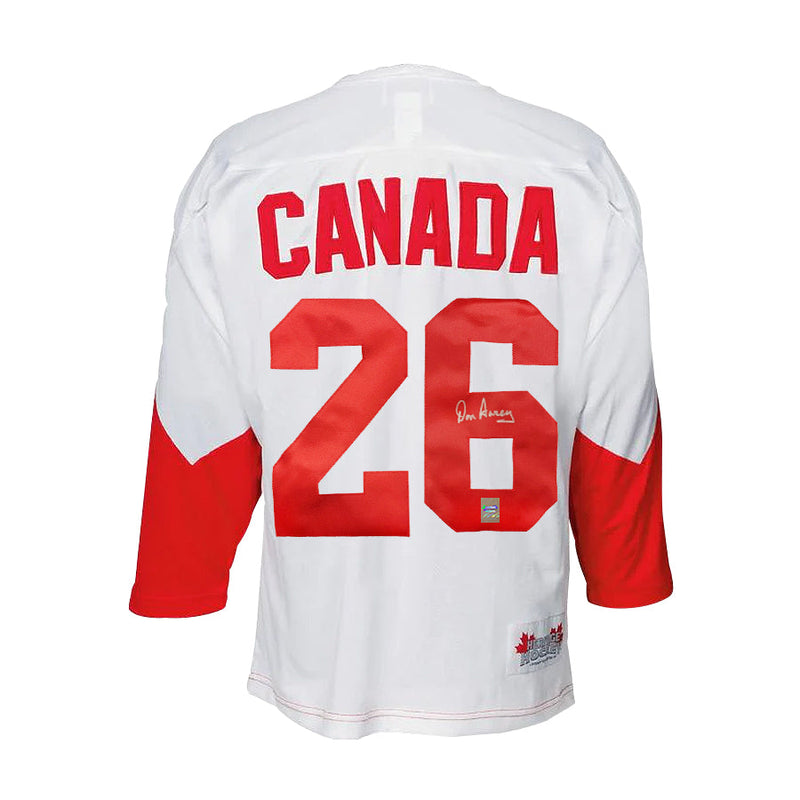 Load image into Gallery viewer, Don Awrey Signed Team Canada 1972 Summit Series Away White Jersey
