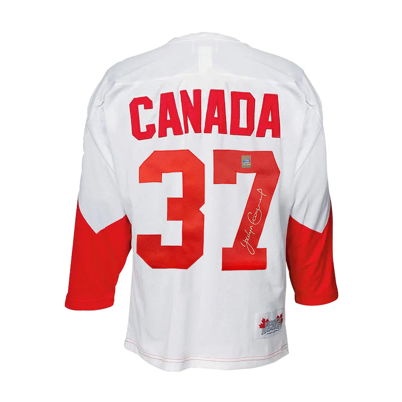 Load image into Gallery viewer, Jocelyn Guevremont Signed Team Canada 1972 Summit Series Away White Jersey
