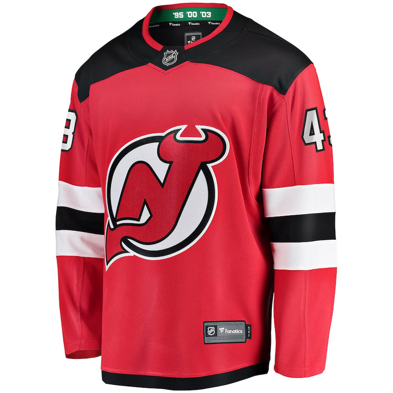 Chargez l&#39;image dans la visionneuse de la galerie, Luke Hughes New Jersey Devils NHL Fanatics Breakaway Home Jersey
