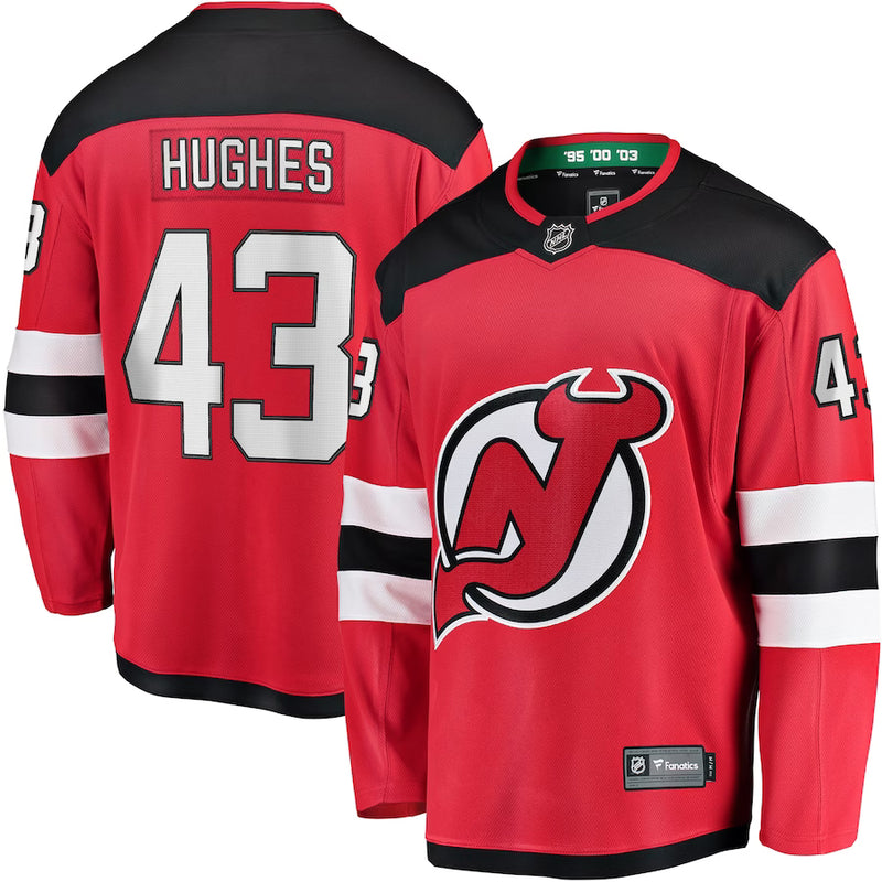 Chargez l&#39;image dans la visionneuse de la galerie, Luke Hughes New Jersey Devils NHL Fanatics Breakaway Home Jersey
