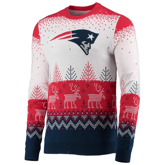 Pull moche en tricot avec gros logo NFL des Patriots de la Nouvelle-Angleterre