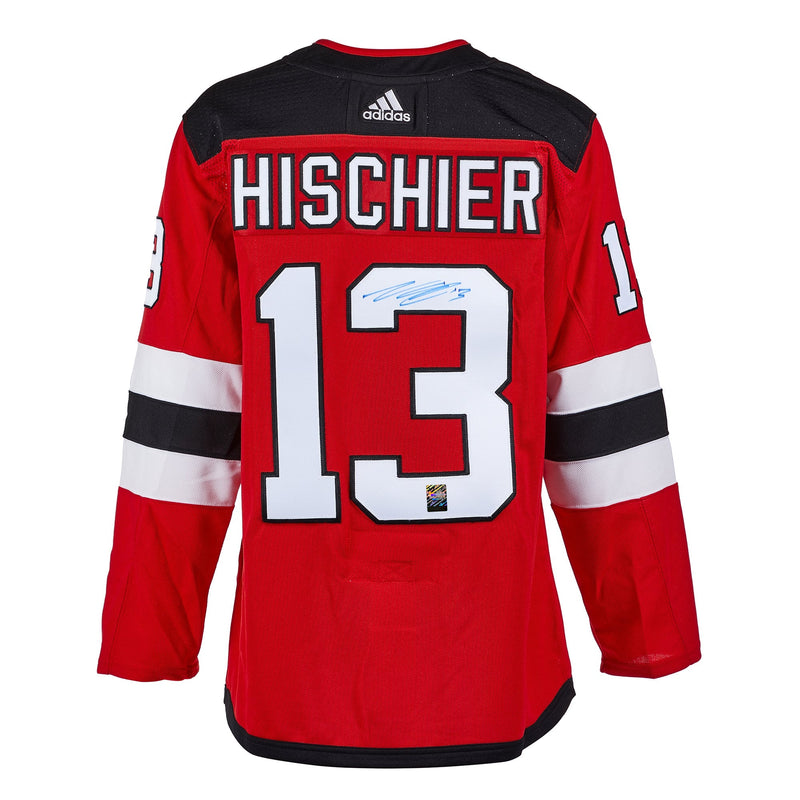 Load image into Gallery viewer, Nico Hischier Signed New Jersey Devils Adidas Pro Home Red Jersey
