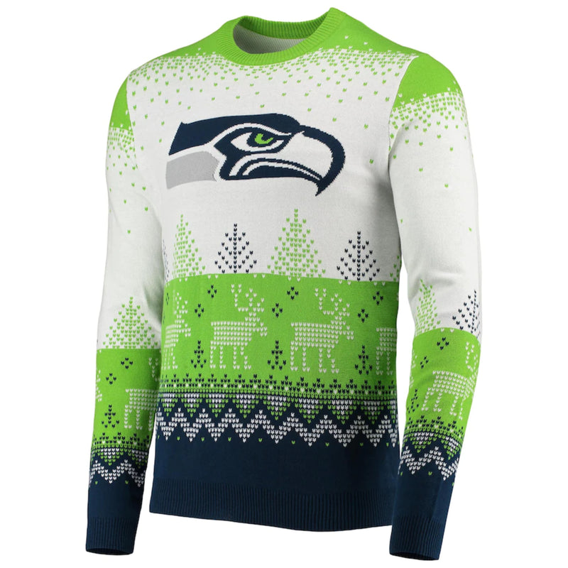Chargez l&#39;image dans la visionneuse de la galerie, Pull moche en tricot avec gros logo des Seattle Seahawks NFL
