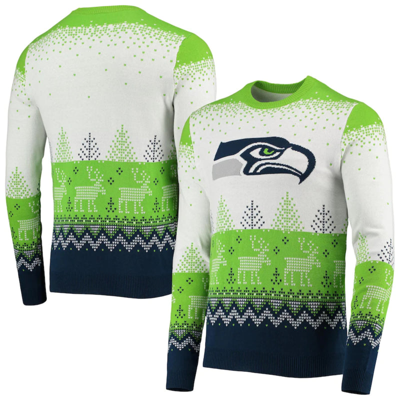 Chargez l&#39;image dans la visionneuse de la galerie, Pull moche en tricot avec gros logo des Seattle Seahawks NFL
