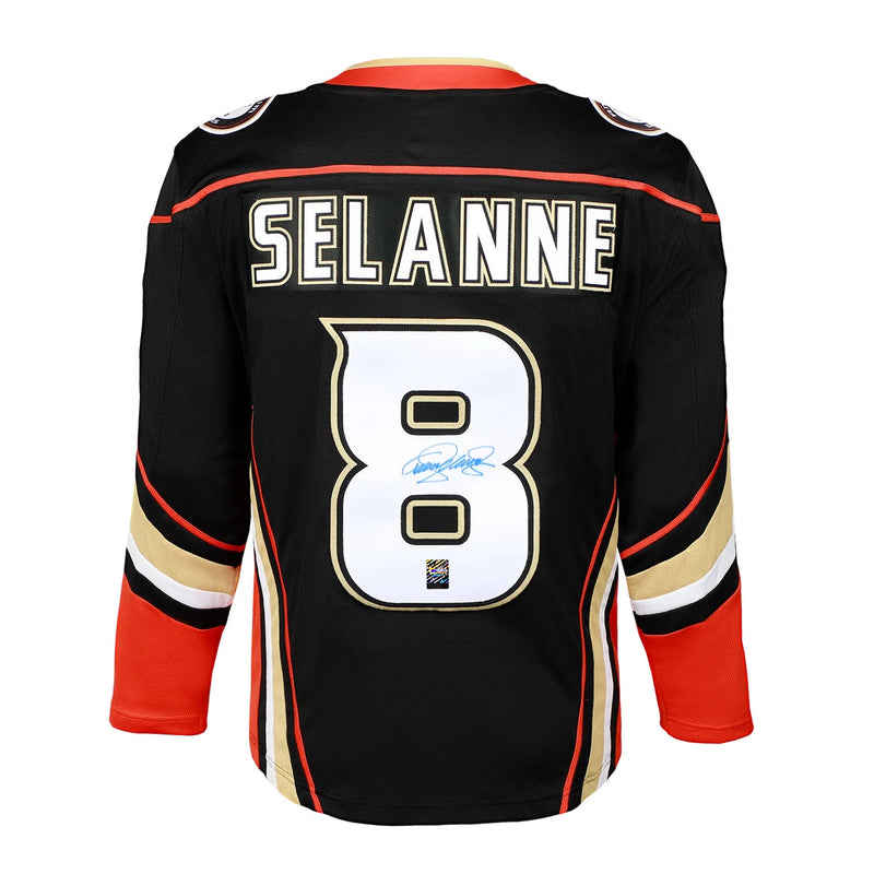 Load image into Gallery viewer, Teemu Selanne Signed Anaheim Ducks Fanatics Breakaway Home Black Jersey
