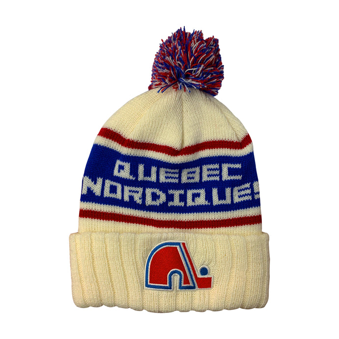 Tuque en tricot à pompon El Capitan des Nordiques de Québec de la LNH