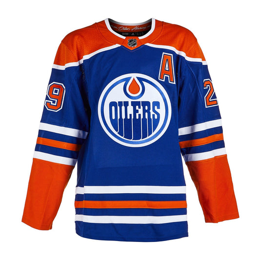 Leon Draisaitl Signed Edmonton Oilers Adidas Pro Home Blue Jersey