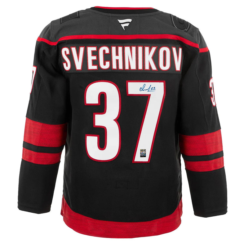 Chargez l&#39;image dans la visionneuse de la galerie, Andrei Svechnikov Signed Carolina Hurricanes Fanatics Premium Home Black Jersey
