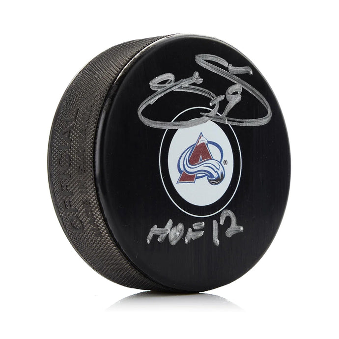 Joe Sakic Signed Colorado Avalanche Puck with HOF Note