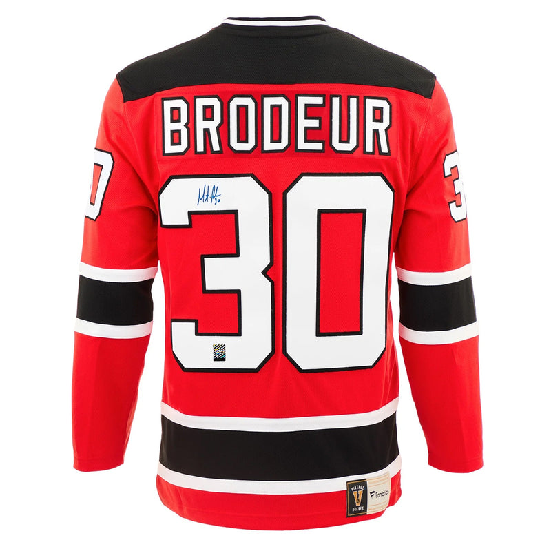 Load image into Gallery viewer, Martin Brodeur Signed New Jersey Devils Fanatics Vintage Red Jersey
