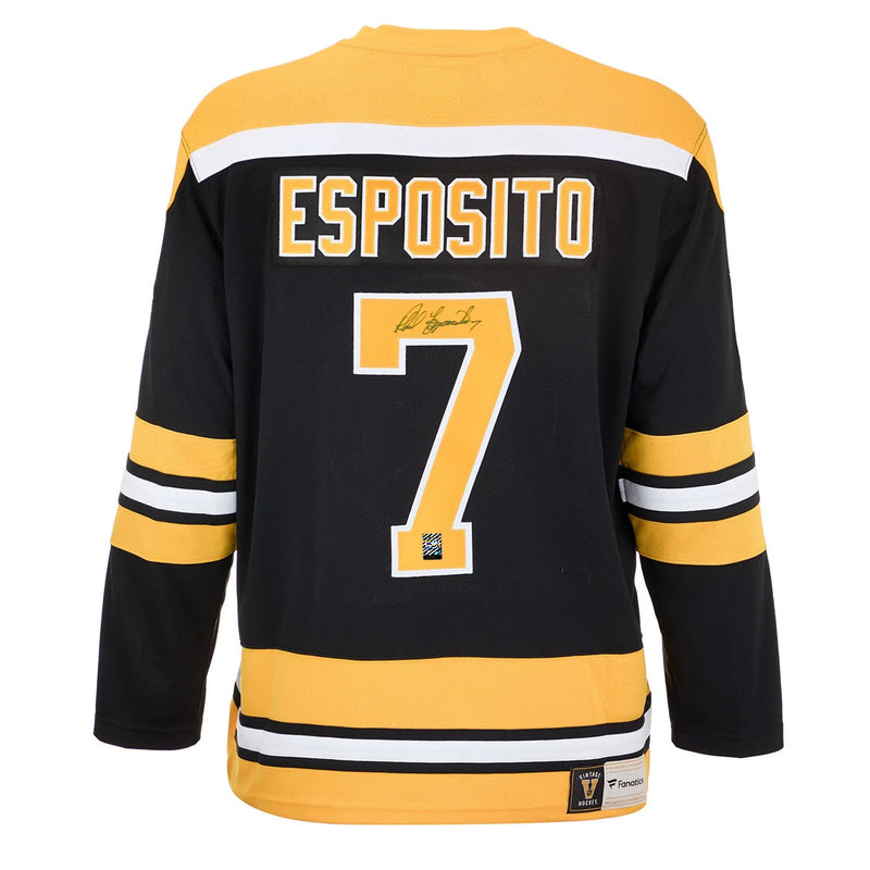 Chargez l&#39;image dans la visionneuse de la galerie, Phil Esposito Signed Boston Bruins Fanatics Vintage Black Jersey
