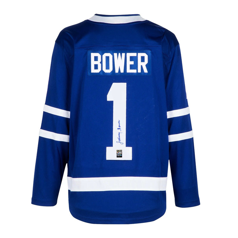 Chargez l&#39;image dans la visionneuse de la galerie, Johnny Bower Signed Toronto Maple Leafs Fanatics Breakaway Home Blue Jersey
