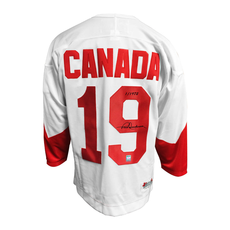 Chargez l&#39;image dans la visionneuse de la galerie, 50th Anniversary Paul Henderson Signed Limited Edition Team Canada 1972 Summit Series Away White Jersey

