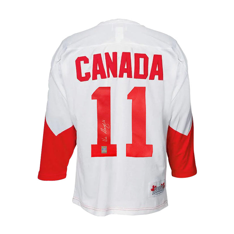 Load image into Gallery viewer, Vic Hadfield Signed Team Canada 1972 Summit Series Away White Jersey
