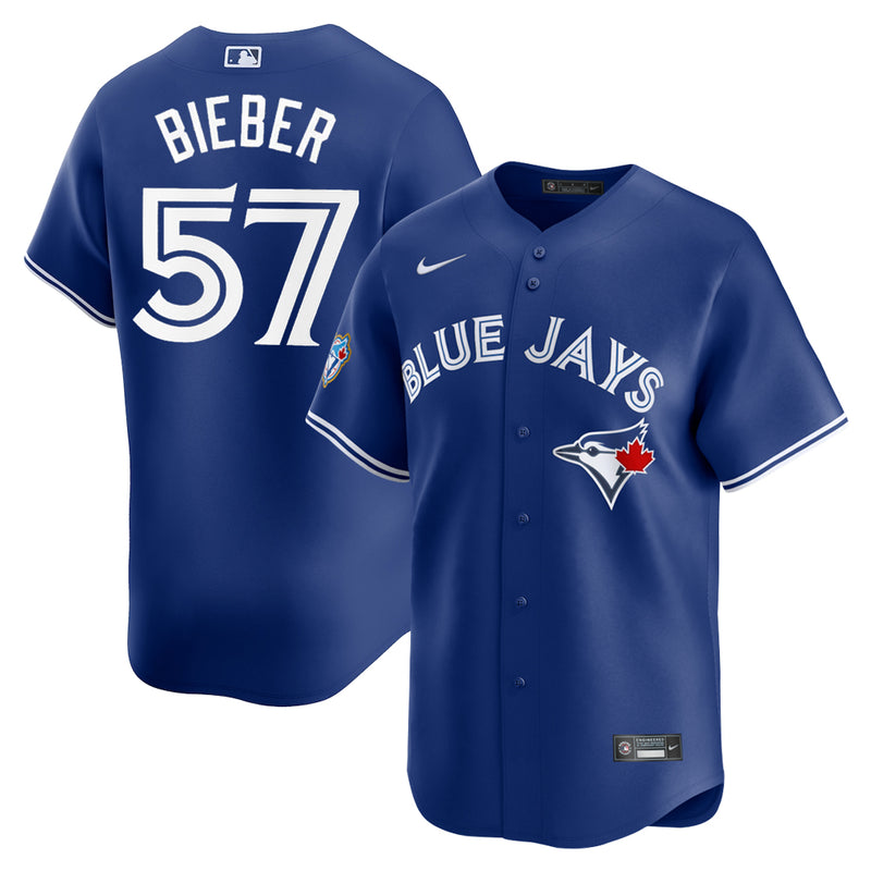 Chargez l'image dans la visionneuse de la galerie, Shane Bieber 50th Anniversary Toronto Blue Jays MLB Nike Royal Alternate Replica Jersey - Sport Army
