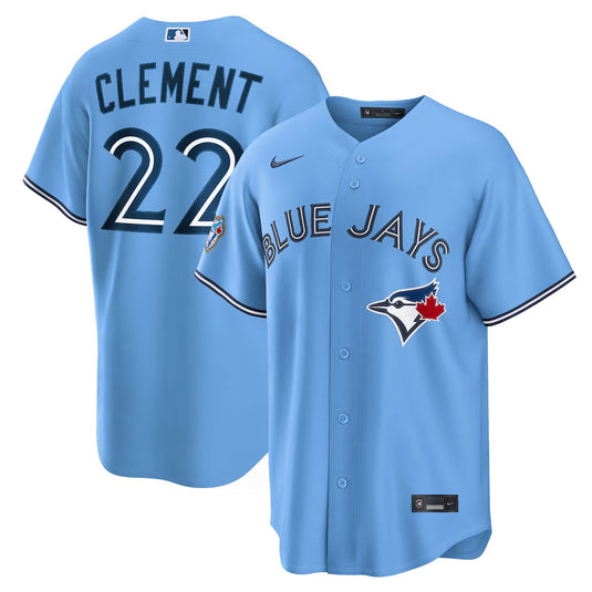 Ernie Clement 50th Anniversary Toronto Blue Jays MLB Nike Powder Blue Replica Jersey - Sport Army