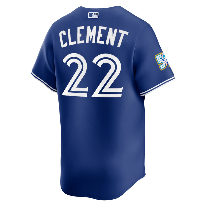 Chargez l'image dans la visionneuse de la galerie, Ernie Clement 50th Anniversary Toronto Blue Jays MLB Nike Royal Alternate Replica Jersey - Sport Army
