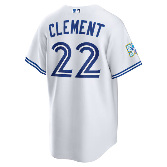 Ernie Clement 50th Anniversary Toronto Blue Jays MLB Nike White Home Replica Jersey - Sport Army