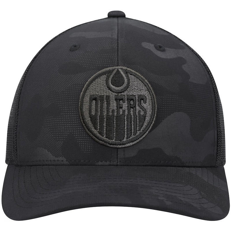 Load image into Gallery viewer, Edmonton Oilers NHL Camo Trucker Tonal Snapback Cap
