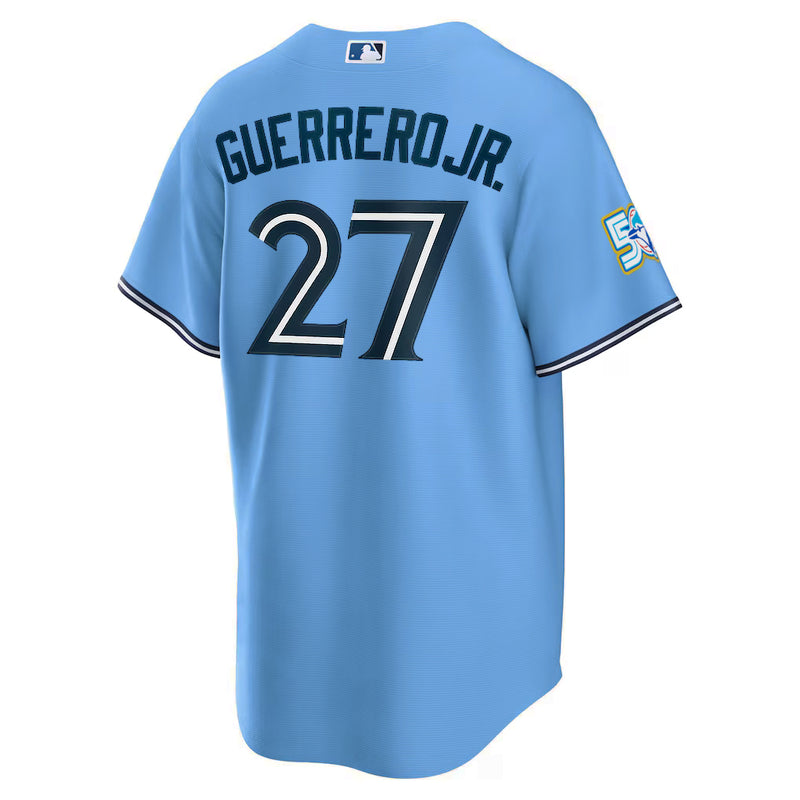 Chargez l'image dans la visionneuse de la galerie, Vladimir Guerrero Jr. 50th Anniversary Toronto Blue Jays MLB Nike Powder Blue Replica Jersey - Sport Army
