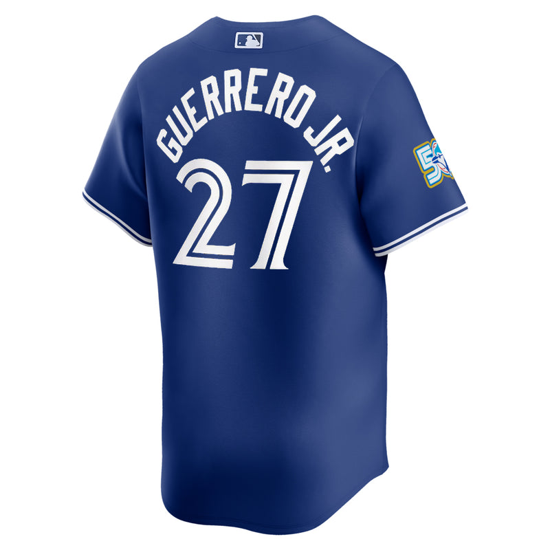 Chargez l'image dans la visionneuse de la galerie, Vladimir Guerrero Jr. 50th Anniversary Toronto Blue Jays MLB Nike Royal Alternate Replica Jersey - Sport Army
