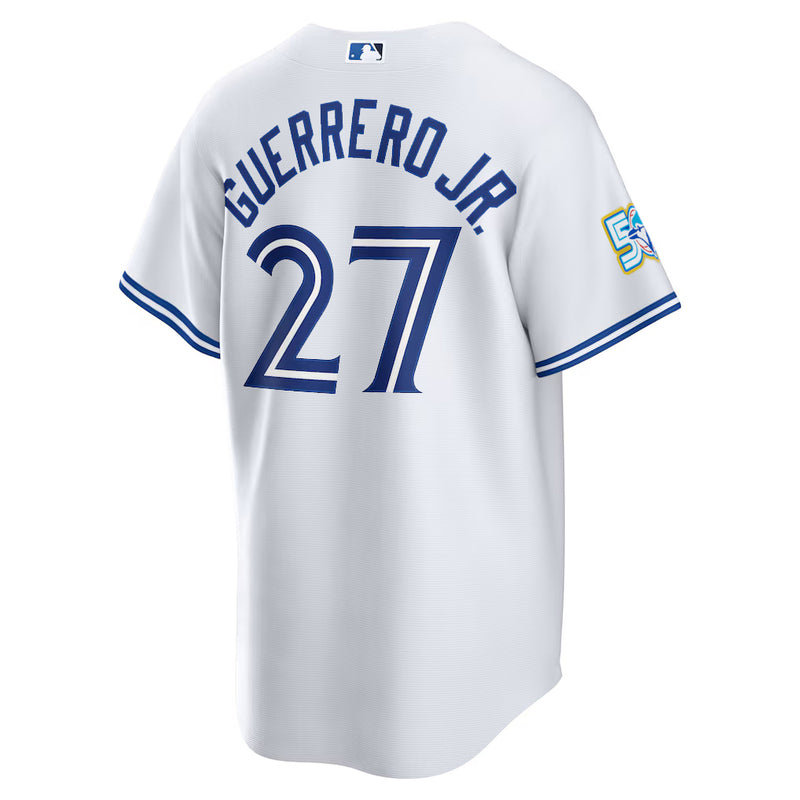 Chargez l'image dans la visionneuse de la galerie, Vladimir Guerrero Jr. 50th Anniversary Toronto Blue Jays MLB Nike White Home Replica Jersey - Sport Army
