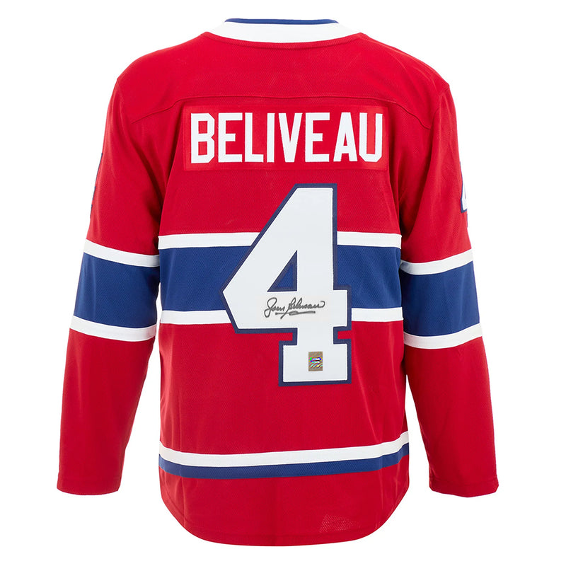 Chargez l'image dans la visionneuse de la galerie, Jean Beliveau Signed Montreal Canadiens Fanatics Breakaway Home Red Jersey - Sport Army
