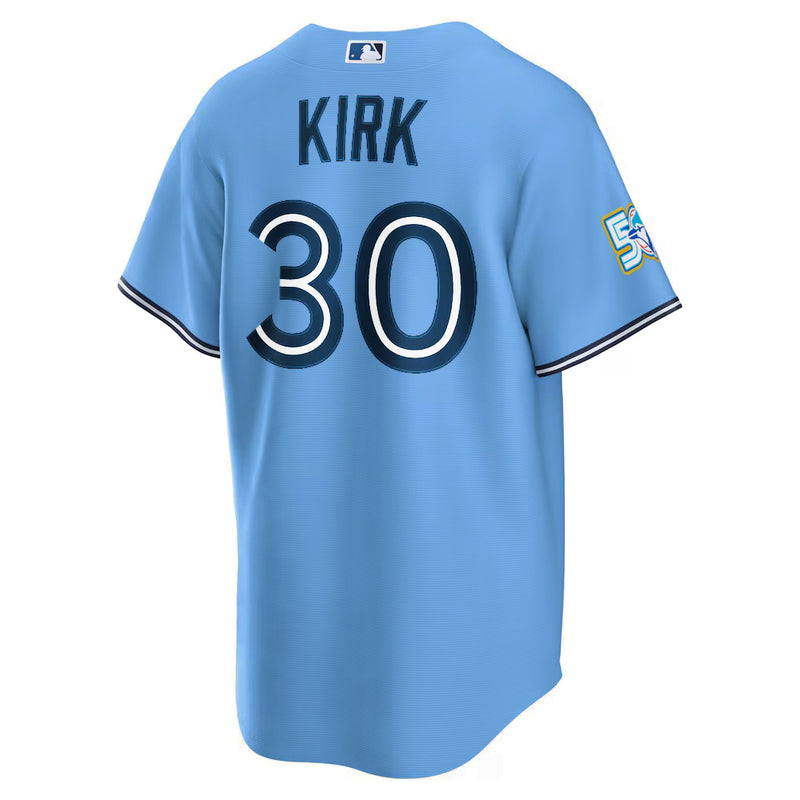 Chargez l'image dans la visionneuse de la galerie, Alejandro Kirk 50th Anniversary Toronto Blue Jays MLB Nike Powder Blue Replica Jersey - Sport Army
