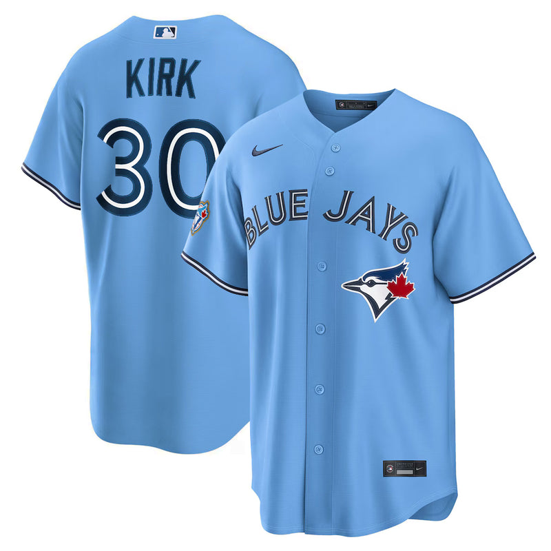 Chargez l'image dans la visionneuse de la galerie, Alejandro Kirk 50th Anniversary Toronto Blue Jays MLB Nike Powder Blue Replica Jersey - Sport Army
