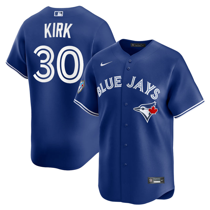 Chargez l'image dans la visionneuse de la galerie, Alejandro Kirk 50th Anniversary Toronto Blue Jays MLB Nike Royal Alternate Replica Jersey - Sport Army
