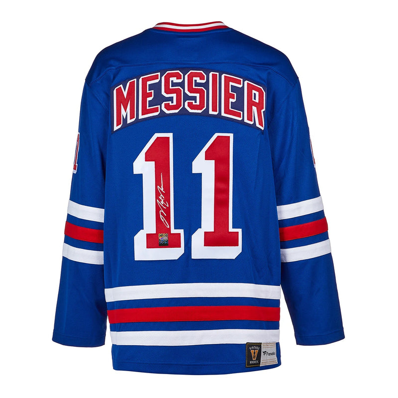Load image into Gallery viewer, Mark Messier Signed New York Rangers Fanatics Vintage Blue Jersey
