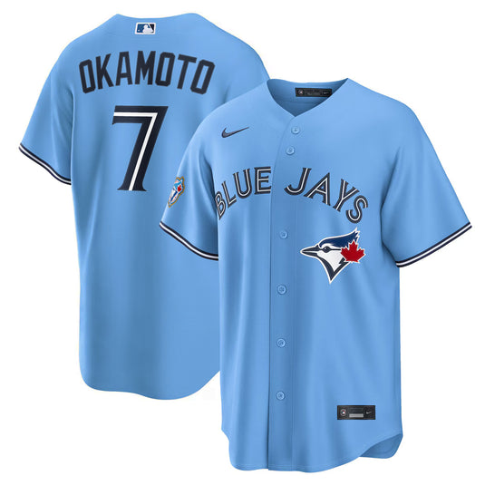 Kazuma Okamoto 50th Anniversary Toronto Blue Jays MLB Nike Powder Blue Replica Jersey - Sport Army