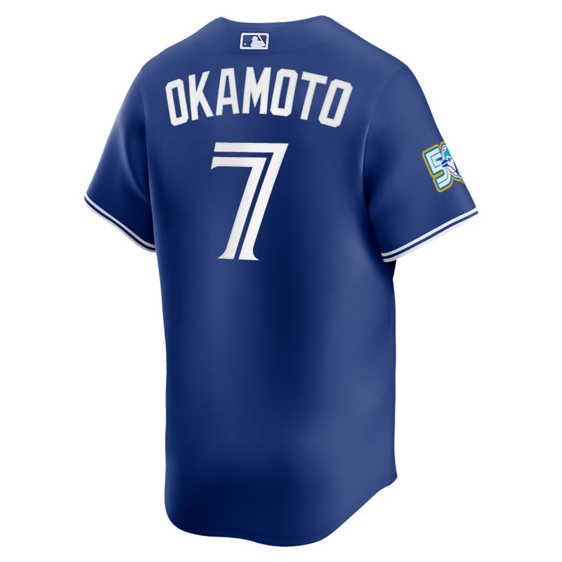 Chargez l'image dans la visionneuse de la galerie, Kazuma Okamoto 50th Anniversary Toronto Blue Jays MLB Nike Royal Alternate Replica Jersey - Sport Army
