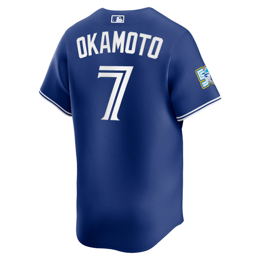 Kazuma Okamoto 50th Anniversary Toronto Blue Jays MLB Nike Royal Alternate Replica Jersey - Sport Army