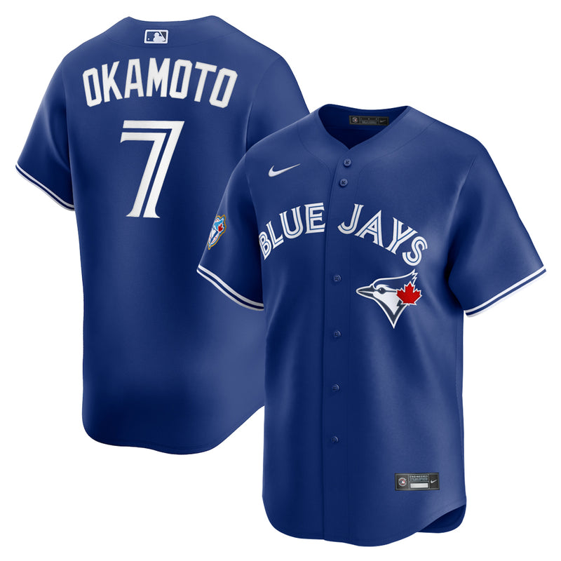 Chargez l'image dans la visionneuse de la galerie, Kazuma Okamoto 50th Anniversary Toronto Blue Jays MLB Nike Royal Alternate Replica Jersey - Sport Army
