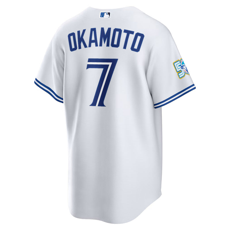 Chargez l'image dans la visionneuse de la galerie, Kazuma Okamoto 50th Anniversary Toronto Blue Jays MLB Nike White Home Replica Jersey - Sport Army
