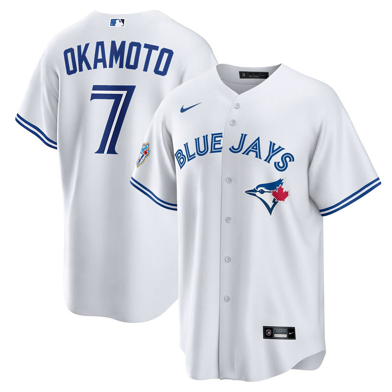 Chargez l'image dans la visionneuse de la galerie, Kazuma Okamoto 50th Anniversary Toronto Blue Jays MLB Nike White Home Replica Jersey - Sport Army
