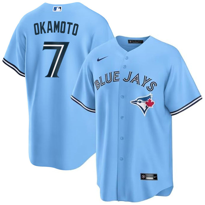 Load image into Gallery viewer, Kazuma Okamoto Toronto Blue Jays MLB Nike Powder Blue Replica Jersey - Sport Army
