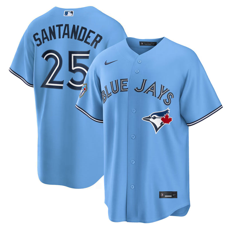 Chargez l'image dans la visionneuse de la galerie, Anthony Santander 50th Anniversary Toronto Blue Jays MLB Nike Powder Blue Replica Jersey - Sport Army
