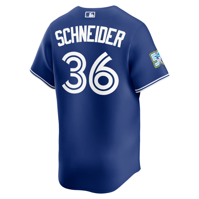 Chargez l'image dans la visionneuse de la galerie, Davis Schneider 50th Anniversary Toronto Blue Jays MLB Nike Royal Alternate Replica Jersey - Sport Army
