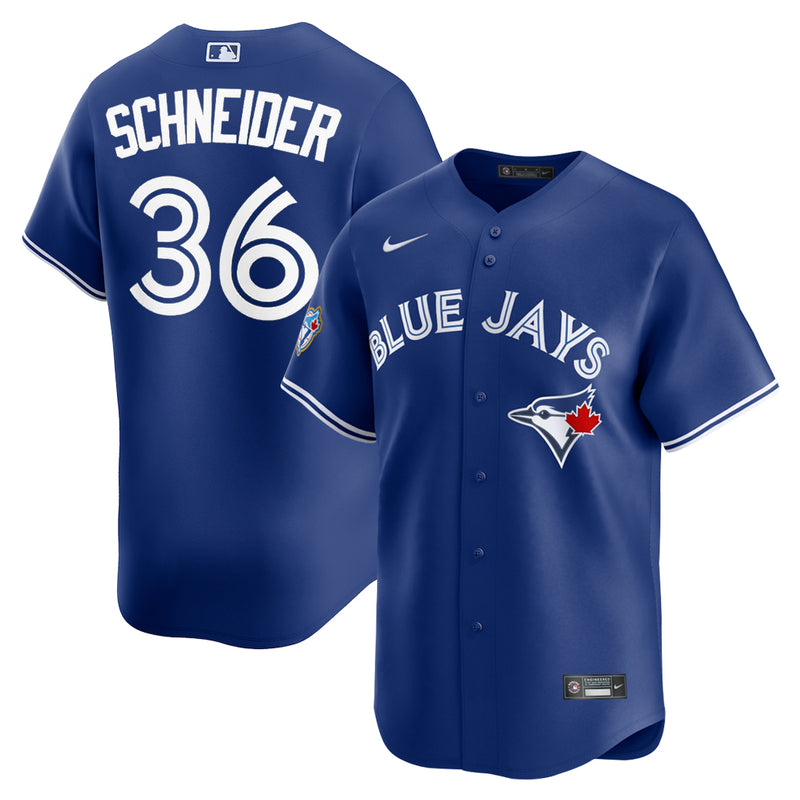 Chargez l'image dans la visionneuse de la galerie, Davis Schneider 50th Anniversary Toronto Blue Jays MLB Nike Royal Alternate Replica Jersey - Sport Army
