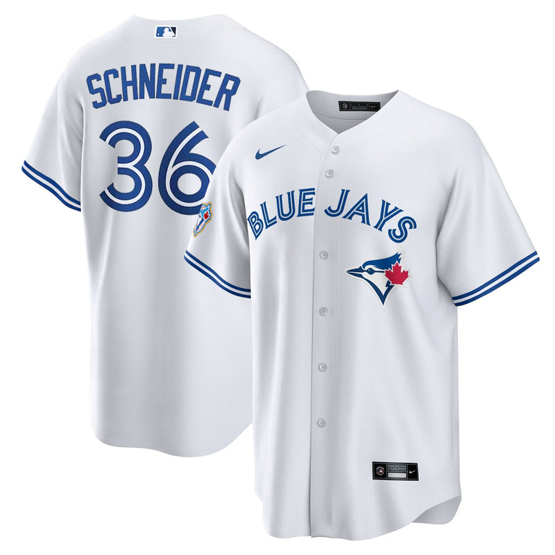 Chargez l'image dans la visionneuse de la galerie, Davis Schneider 50th Anniversary Toronto Blue Jays MLB Nike White Home Replica Jersey - Sport Army
