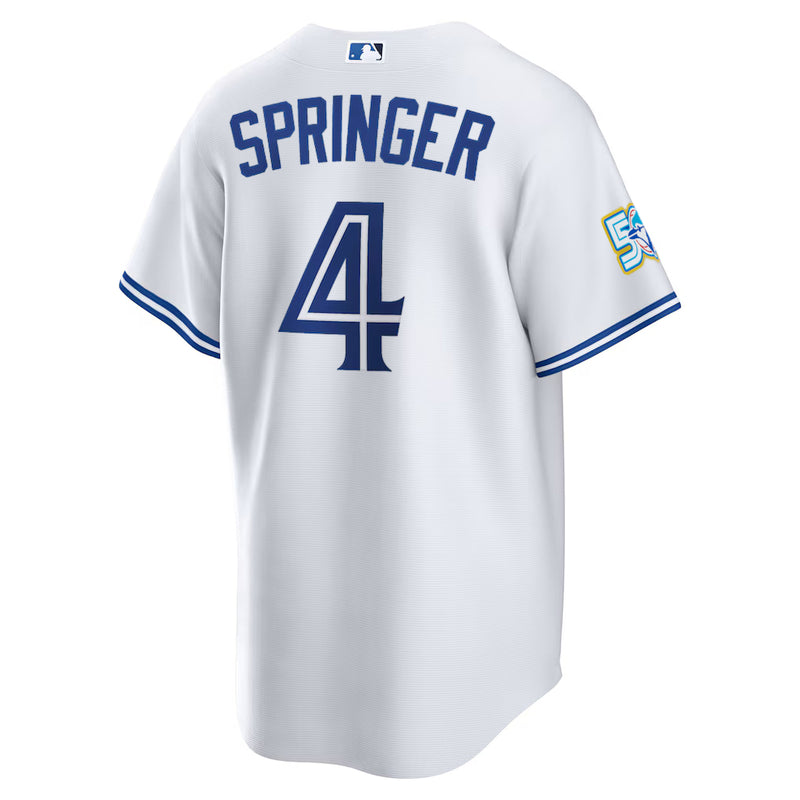 Chargez l'image dans la visionneuse de la galerie, George Springer 50th Anniversary Toronto Blue Jays MLB Nike White Home Replica Jersey - Sport Army
