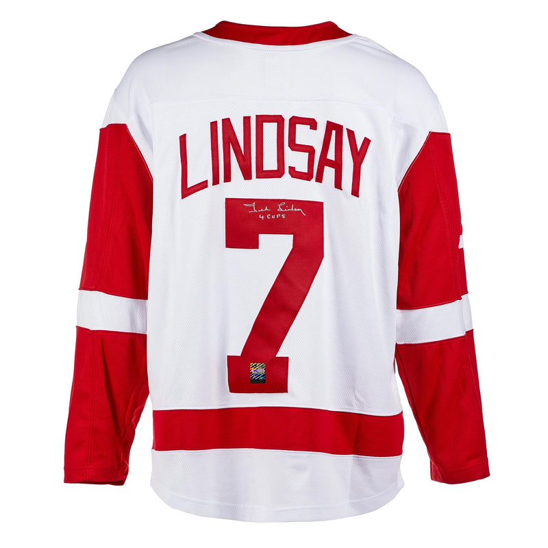 Chargez l&#39;image dans la visionneuse de la galerie, Ted Lindsay Signed Detroit Red Wings Fanatics Breakaway Away White Jersey

